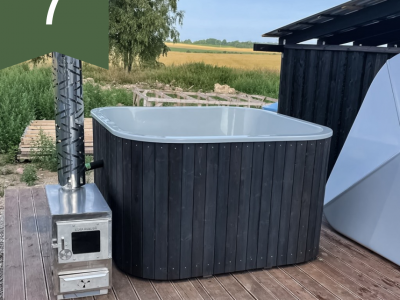 Četrstūra kubls ar ārējo krāsni, 8 sprauslu hidromasāžas sistēmu…