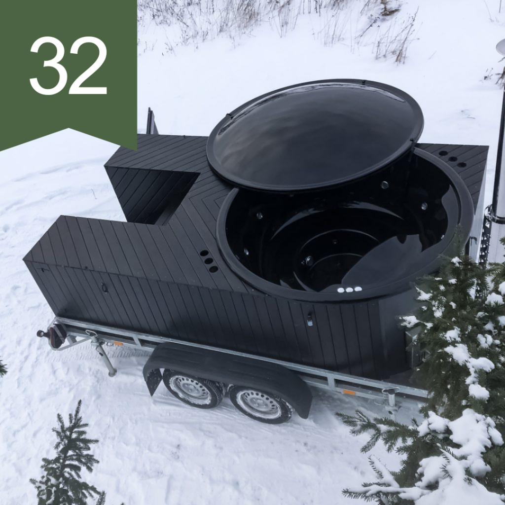 Pārvietojams kubls ar hidromasāžu, LED, lielajām kāpnēm, 2 glabātuvēm…