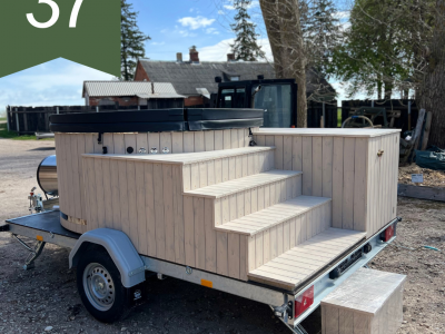 Pārvietojams kubls ar ārējo krāsni, piekabi, akmens masas vannas…