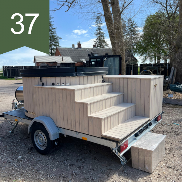 Pārvietojams kubls ar ārējo krāsni, piekabi, akmens masas vannas…