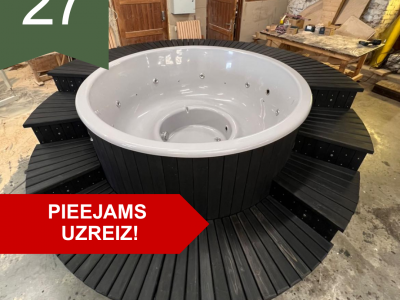 Kubls ar malkas vai gāzes apkuri, apkļaujošās kāpnes, LED RGB apgaismojumu …