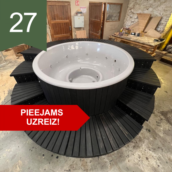 Kubls ar malkas vai gāzes apkuri, apkļaujošās kāpnes, LED RGB apgaismojumu …